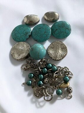 Turquoise and Silver Beaded Bracelets Women Jewelry